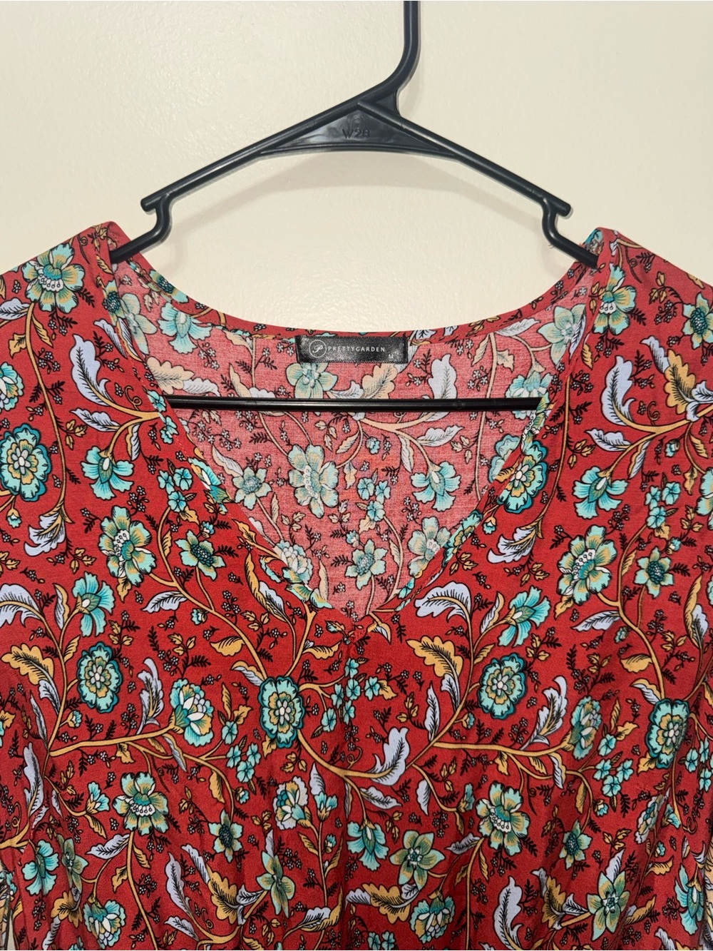 Red Floral Bohemian Midi Dress - Picture 2 of 6